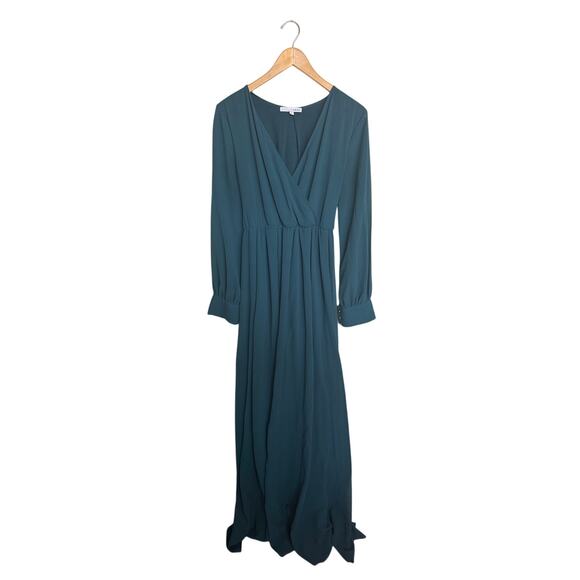 Baltic Born Lydia Maxi Dress Women’s XL Topaz Teal Long Sleeve Wrap Flowy Gown - Picture 2 of 7